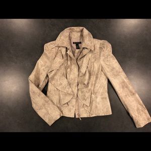 INC -  Python faux leather ruffled jacket